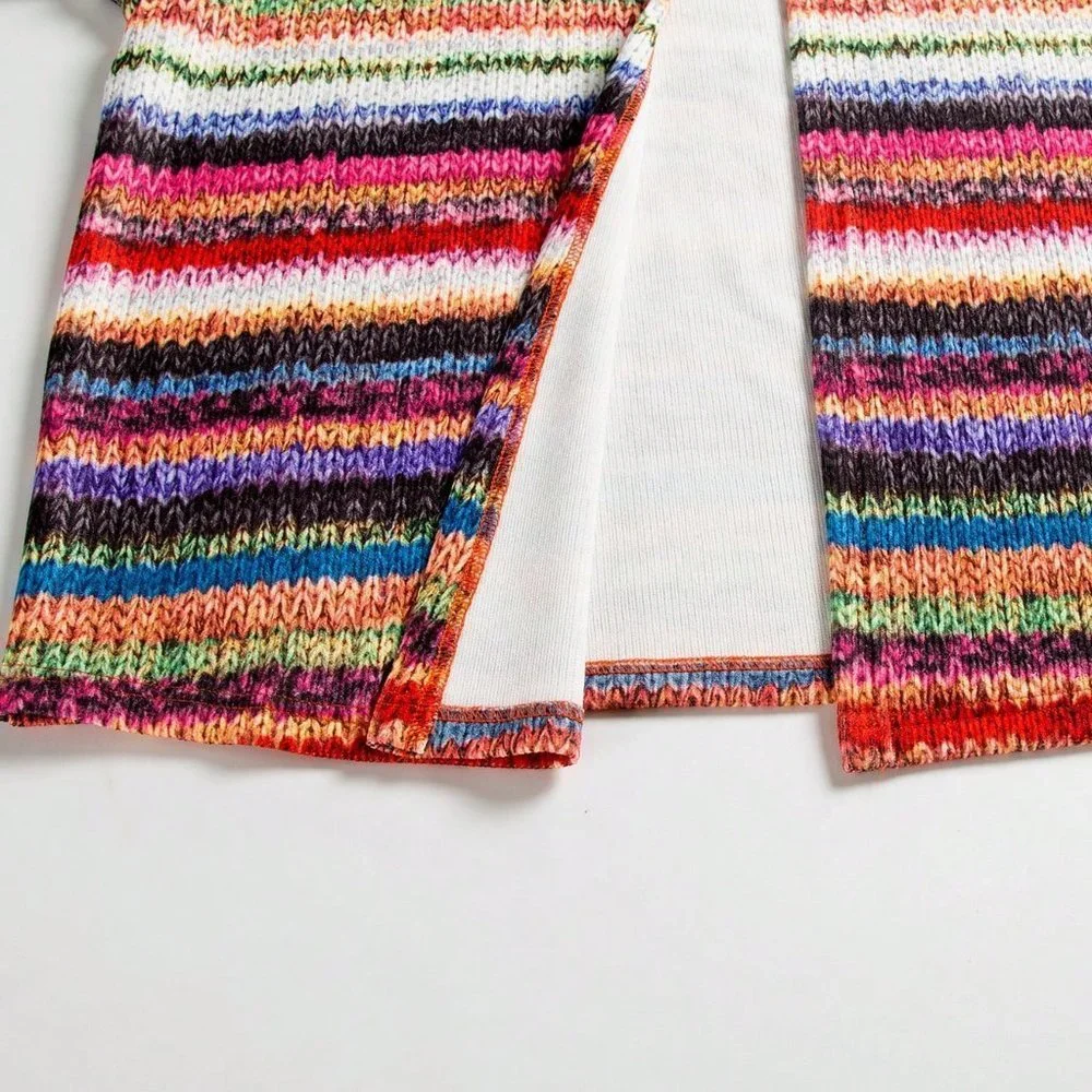Multicolor Casual Women's Long Sleeve Casual Striped Jacket - Picture 3 of 5